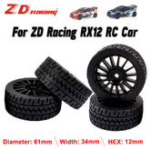 ZD Racing 2PCS Car Tires Rubber Hex 12mm For Remote