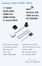 Hawkeye 6K Camera V6 PRO 1 inch HDMI AVUSB