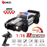 9IMOD 1:16 RC Car 35KM/H High Speed Vehicle RGB Light Dual Replace Tires Racing Drift Car SG-1614 Remote Control Muscle Police Car