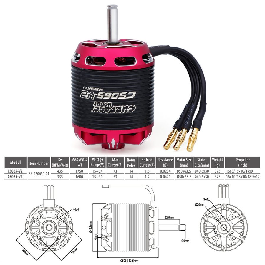 Surpass Hobby Fixed-Wing V2 C50 Series Motor ESC Combo