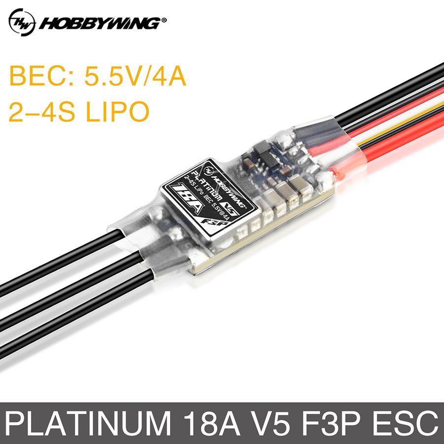 Airplane Parts Hobbywing PLATINUM 18A V5 F3P Brushless ESC