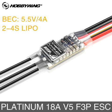 Airplane Parts Hobbywing PLATINUM 18A V5 F3P Brushless ESC