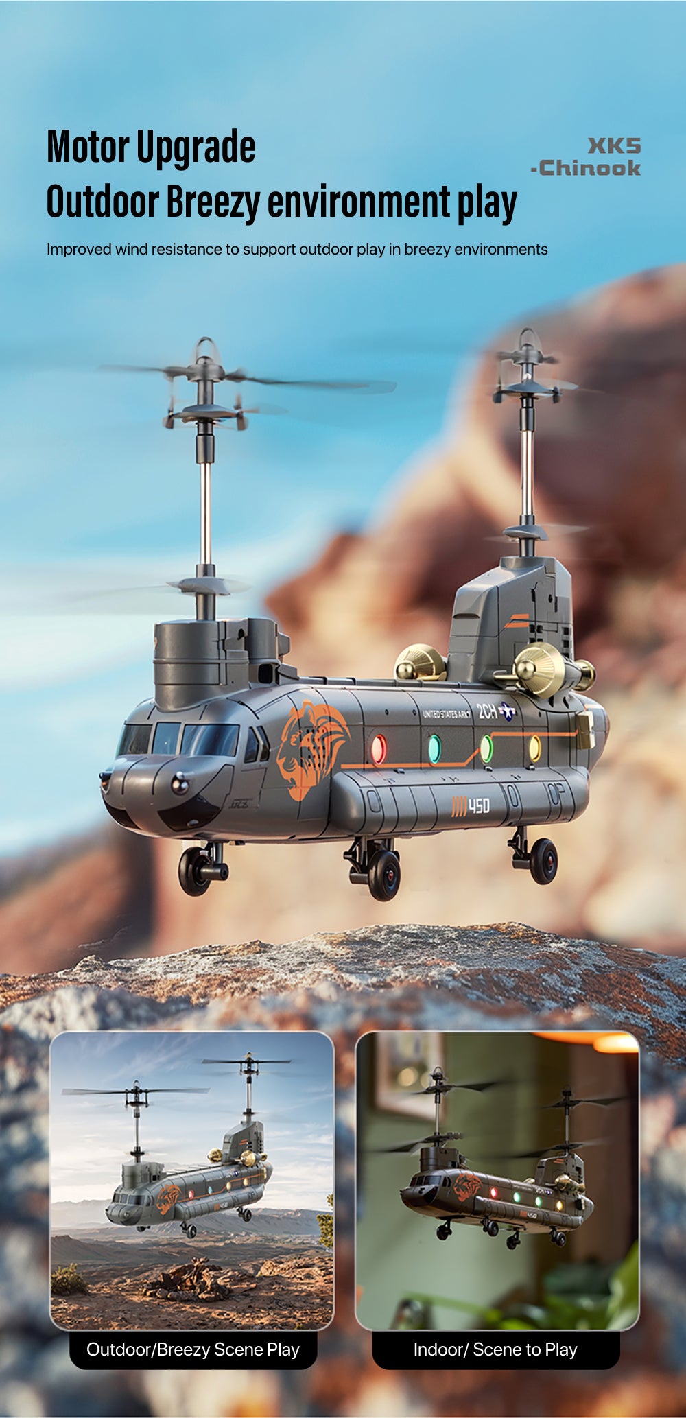 WLtoys XK Sentry 2 Chinook 2.4G Altitude Hold RC Helicopter