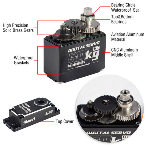 9IMOD HV50MG Metal Gear Brushless HV Waterproof Servo - 50KG, 180deg