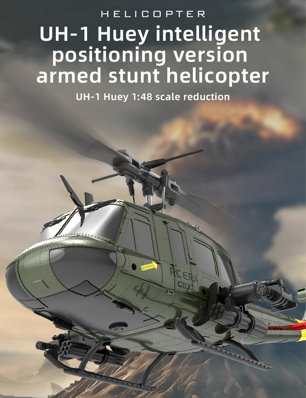 RC ERA C032 UH-1 Huey 1/48 6CH 3D Flybarless Scale Helicopter