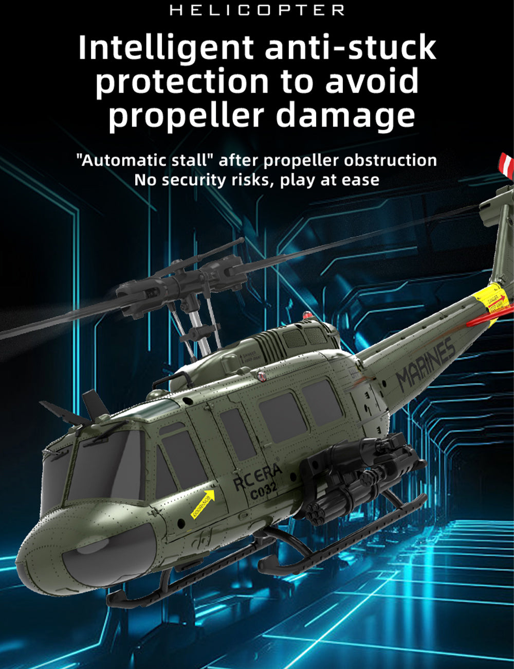 RC ERA C032 UH-1 Huey 1/48 6CH 3D Flybarless Scale Helicopter