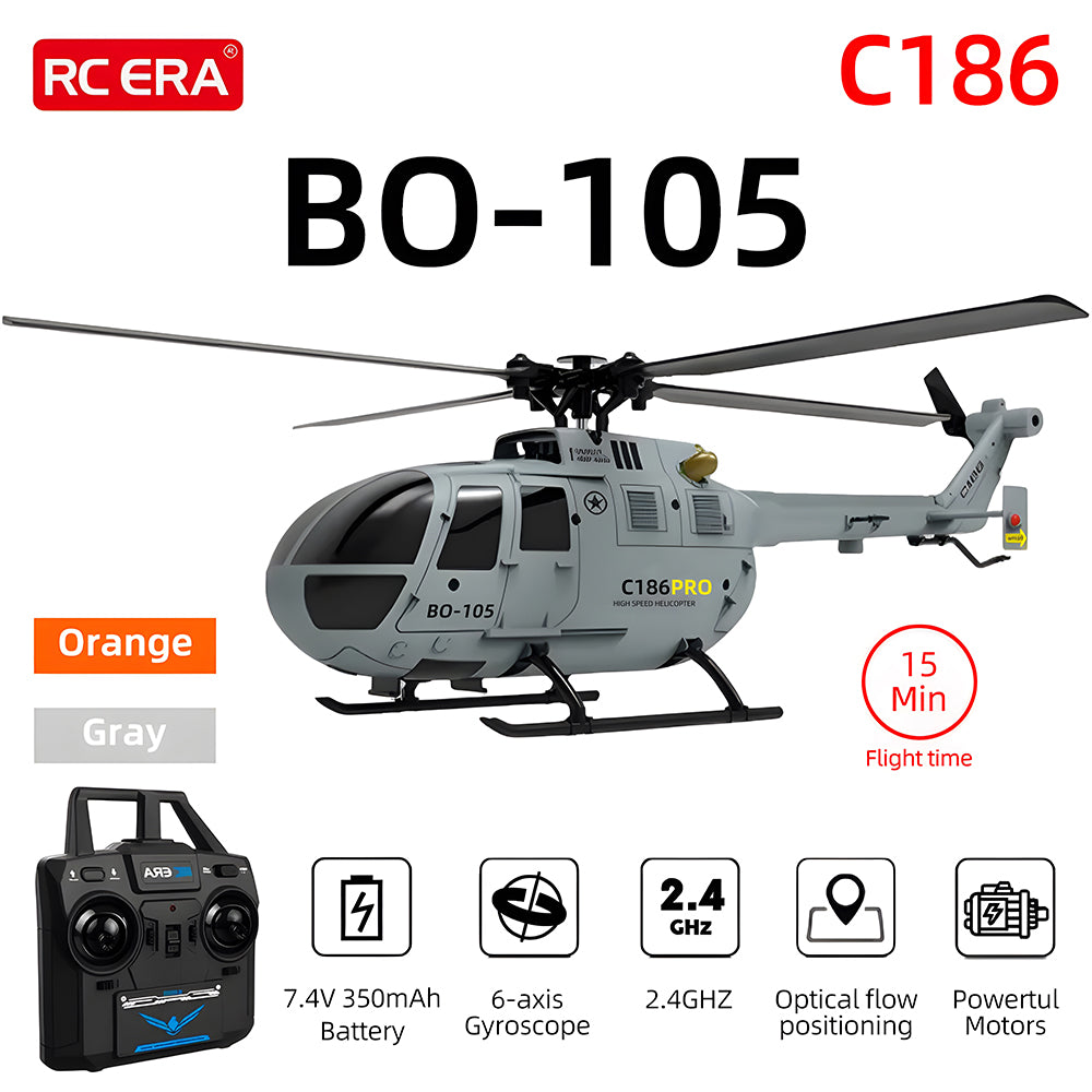 RC ERA C186 BO-105 Flybarless RC Twin-engine Helicopter with 4CH 2.4GHz Transmitter Using a 6-Axis Gyroscope