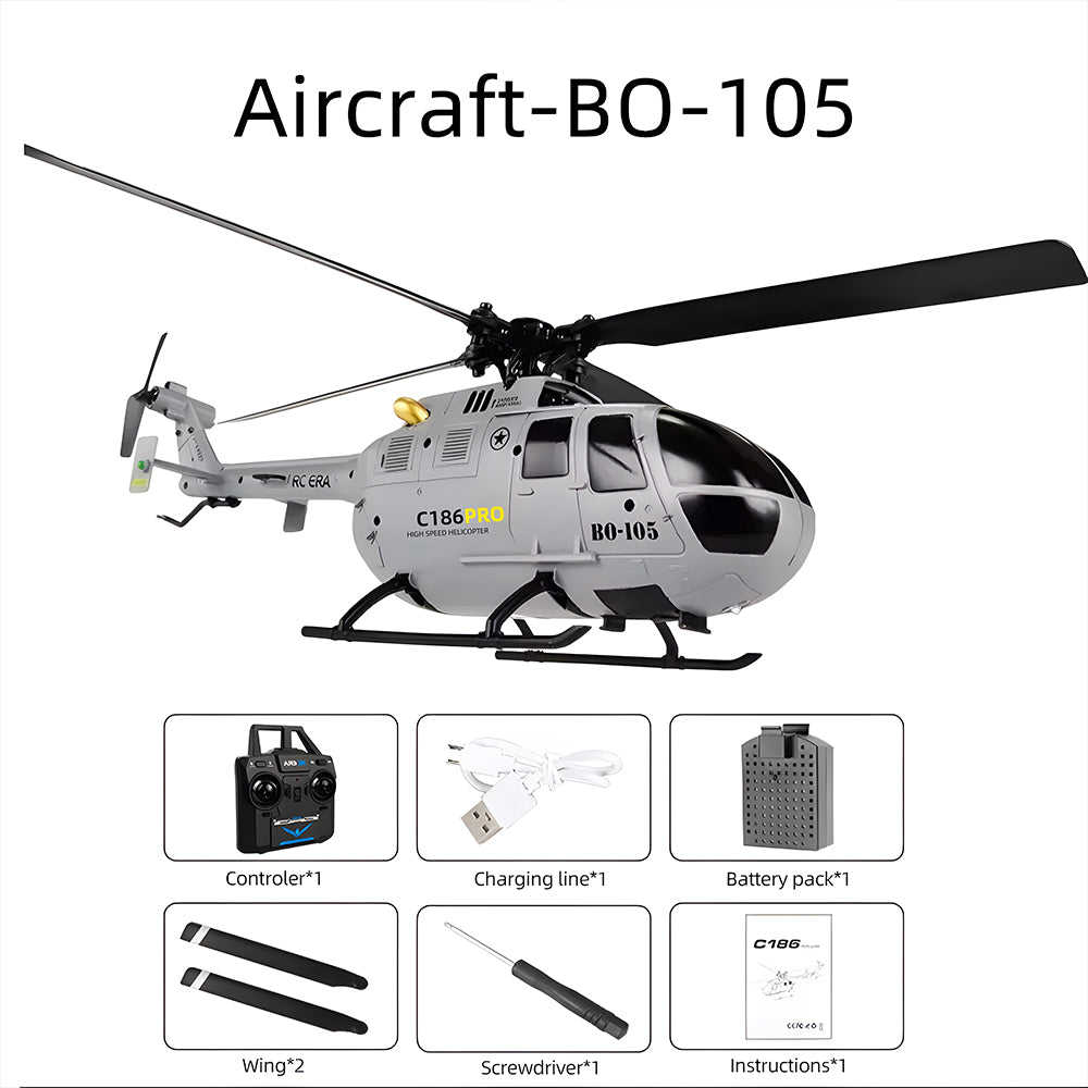 RC ERA C186 BO-105 Flybarless RC Twin-engine Helicopter with 4CH 2.4GHz Transmitter Using a 6-Axis Gyroscope