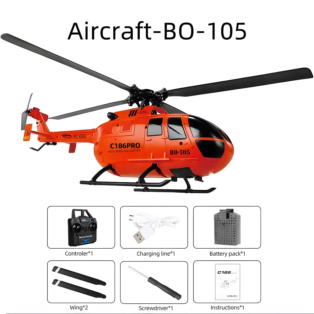 RC ERA C186 BO-105 Flybarless RC Twin-engine Helicopter with 4CH 2.4GHz Transmitter Using a 6-Axis Gyroscope