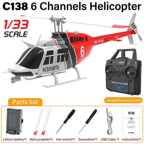 RC ERA C138 BELL 206 1/33 6CH Flybarless Scale RC Helicopter