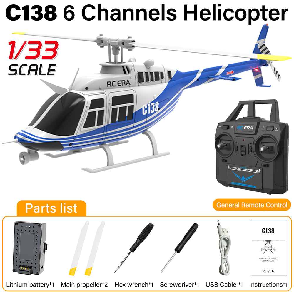 RC ERA C138 BELL 206 1/33 6CH Flybarless Scale RC Helicopter