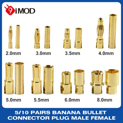 Battery Parts 5 Pair /10 2.0 3.0 3.5 4.0 5.0 5.5 6.0 8.0mm Connector