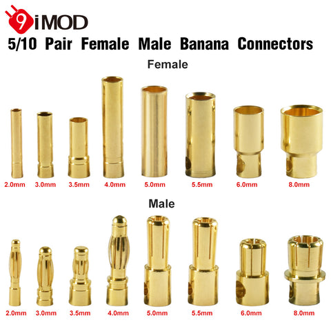 Battery Parts 5 Pair /10 2.0 3.0 3.5 4.0 5.0 5.5 6.0 8.0mm Connector