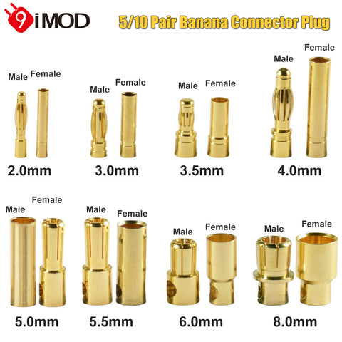 Battery Parts 5 Pair /10 2.0 3.0 3.5 4.0 5.0 5.5 6.0 8.0mm Connector