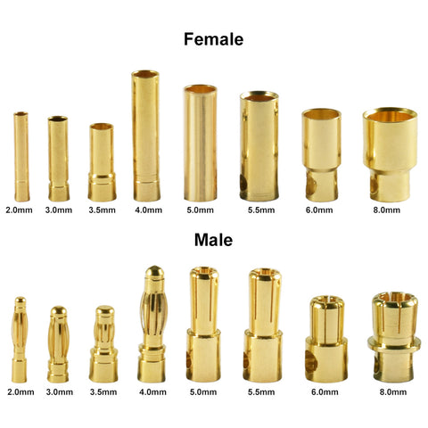 Battery Parts 5 Pair /10 2.0 3.0 3.5 4.0 5.0 5.5 6.0 8.0mm Connector