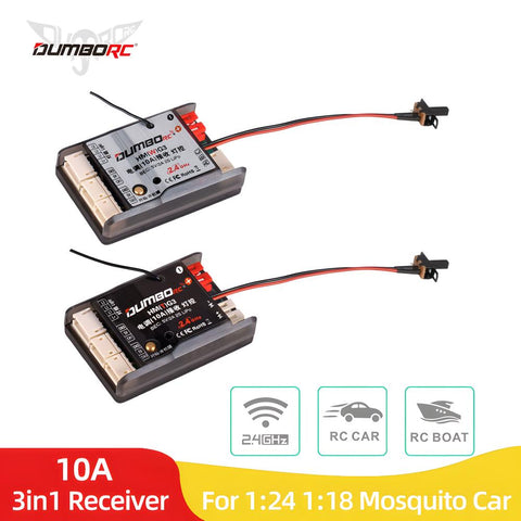 DUMBORC 10A 3-in-1 Receiver with Brushed ESC for RC Car