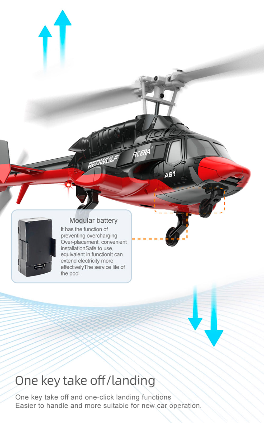 RC ERA A61 Airwolf Helicopter 4 Channels Optical Flow Positioning