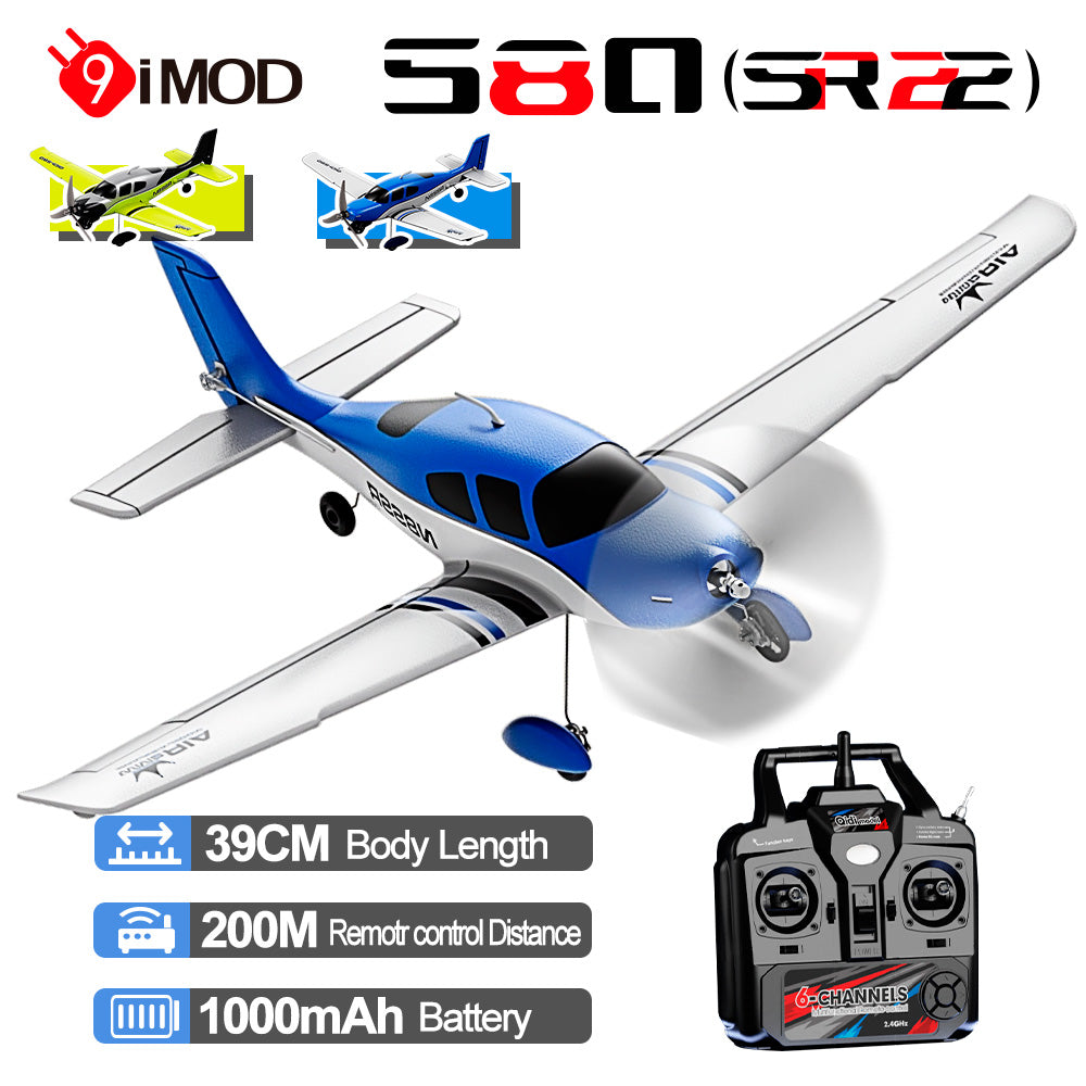 9IMOD 580 SR22 RTF Aircraft with 6 Channel Remote Control Transmitter, 1000mAh Battery, 30 Minutes Flight Time
