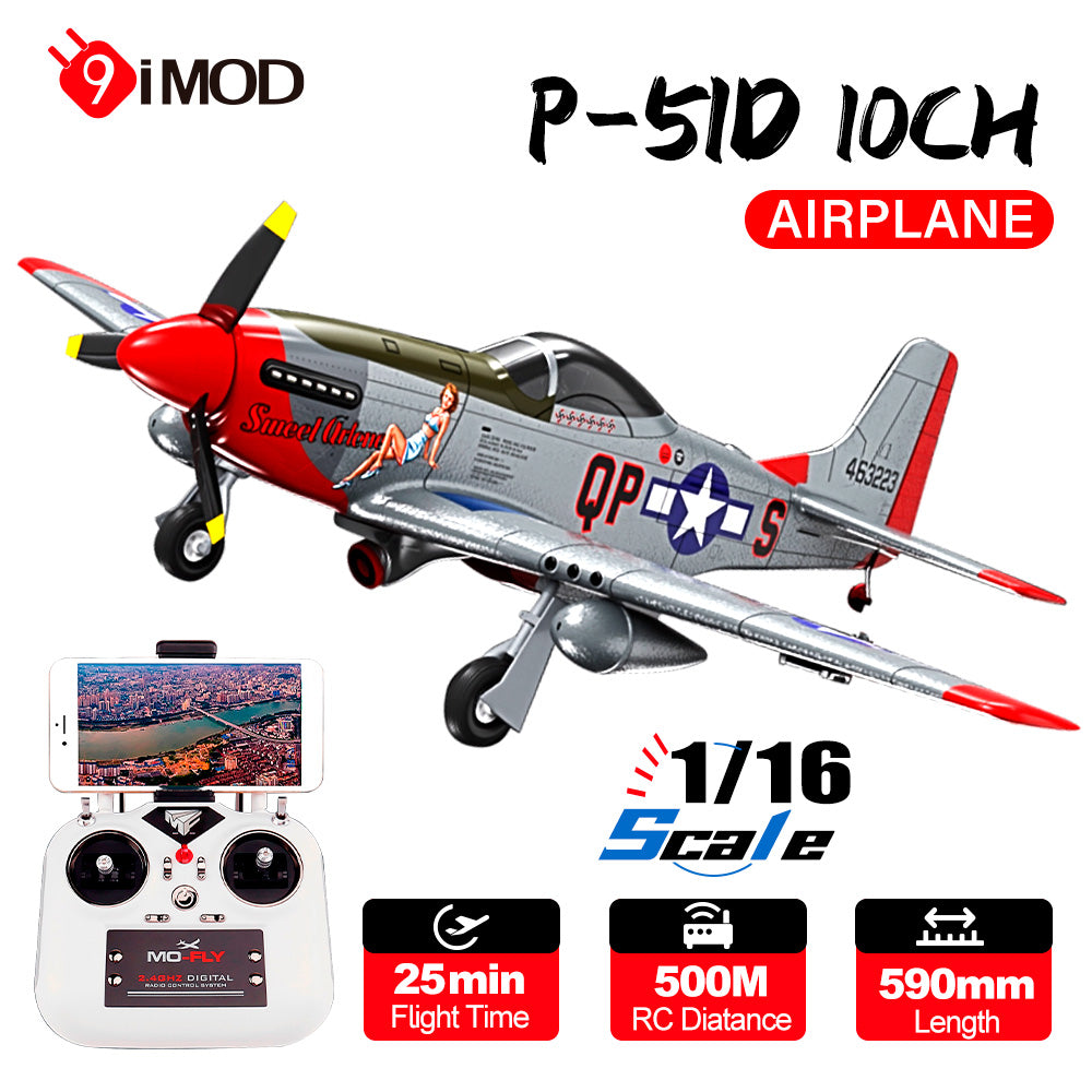 9IMOD P-51D 1/16 10 CH Brushless Plane, EPP with HD Camera