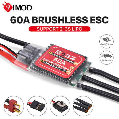 9imod 60A Waterproof Brushless ESC 2-3S with T Plug