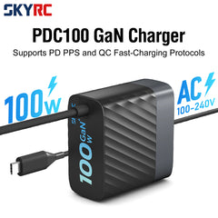 SkyRC PDC100 100W GaN Charger 100-240V For LiPo, LiHV, NiMH Battery
