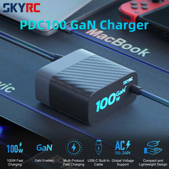 SkyRC PDC100 100W GaN Charger 100-240V For LiPo, LiHV, NiMH Battery