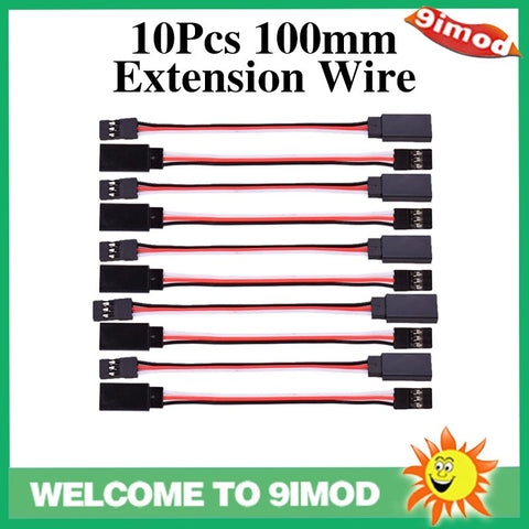 100mm RC Extension Cable /FUTABA JR Male/Female Servo White/Red/Black 10