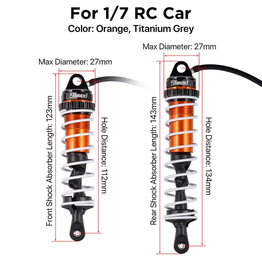 1/7 1/8 1/10 RC Car Scale Metal Hydraulic Shock Absorber