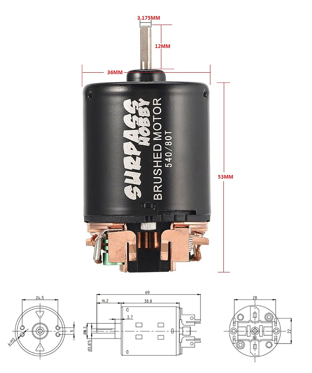 SURPASS HOBBY 550 21T & 540 17T Brushed Motor Set