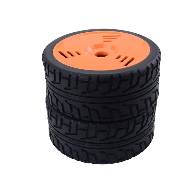 1/8 RC On-Road Buggy Wheels Tires 17mm Hex, Orange (1 Pair)