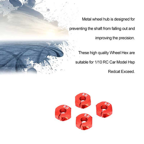 Neutral 4PCS RC Wheels 12mm Hex Coupler 5.0mm (Blue / Red)