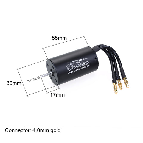 9imod 3660 Waterproof 4-Pole Sensorless Brushless Motor 3300KV 3.175mm