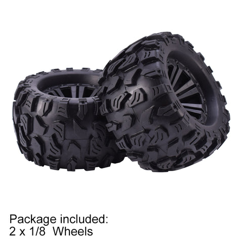 1/10 RC Monster Truck Tires & Wheels (1 Pair)