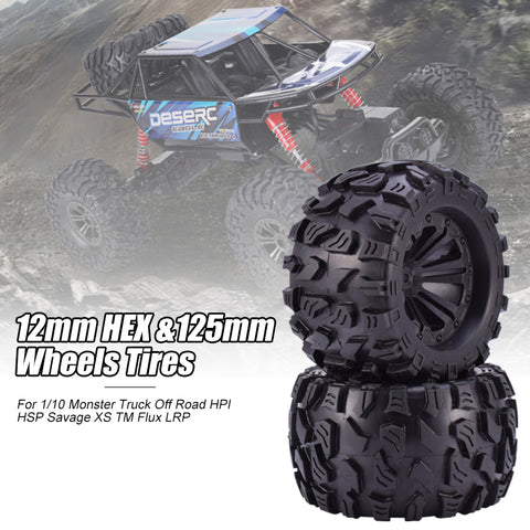 1/10 RC Monster Truck Tires & Wheels (1 Pair)