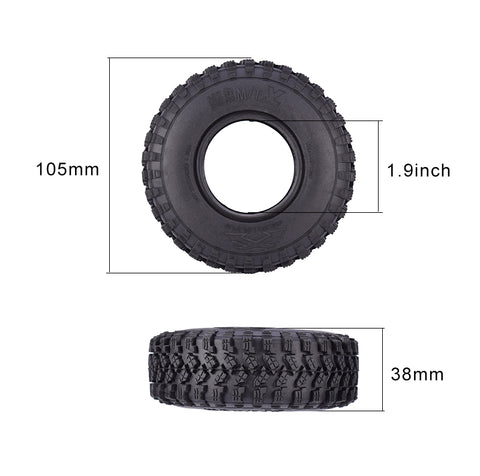 1.9" Tires Aluminum SCX10/TRX4 1.9mm for 1/10 SCX10 TRX4 D90