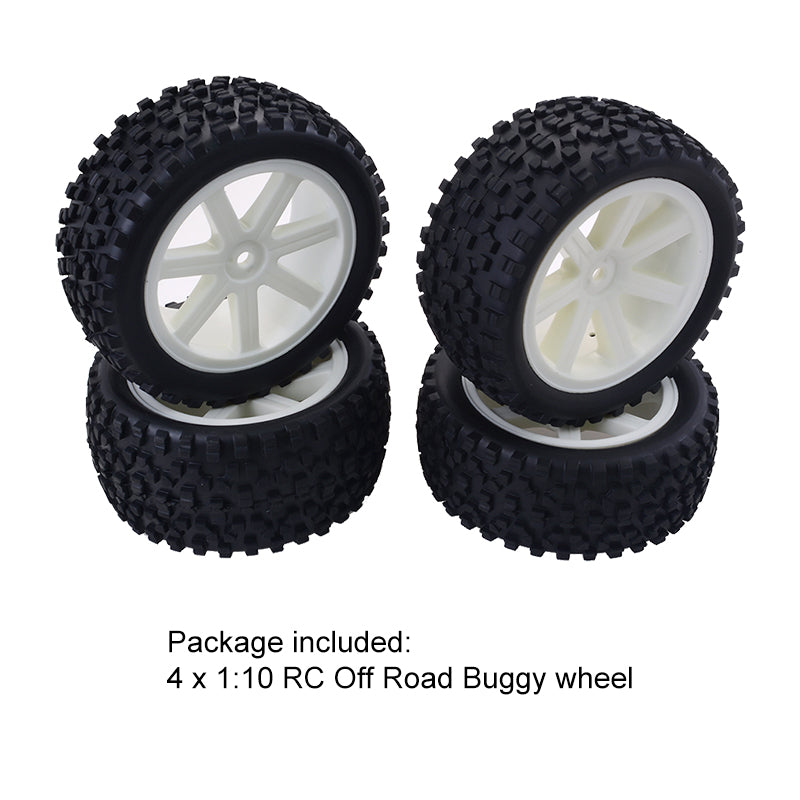 4-Pack 1/10 Buggy Wheels - Y10421W/Y10421B, 12mm Hex, 32mm Tire