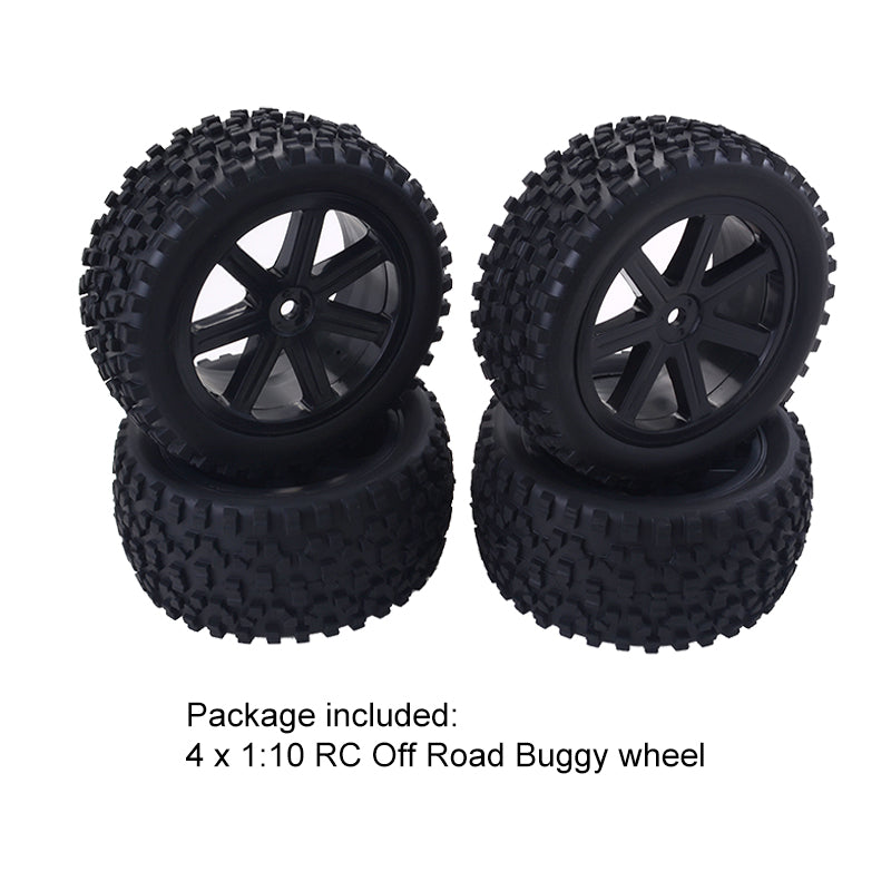 4-Pack 1/10 Buggy Wheels - Y10421W/Y10421B, 12mm Hex, 32mm Tire