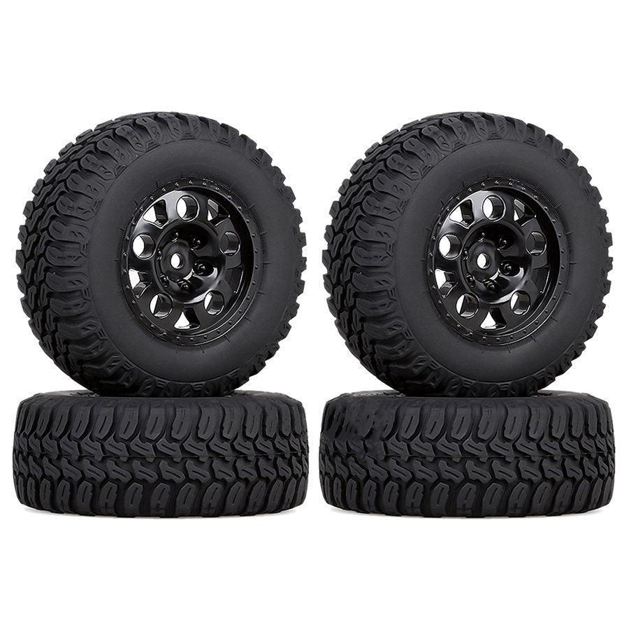 AUSTAR 1/10 4PCS Rubber Tires & Wheel Rim Set (110×44mm / 112×46mm)