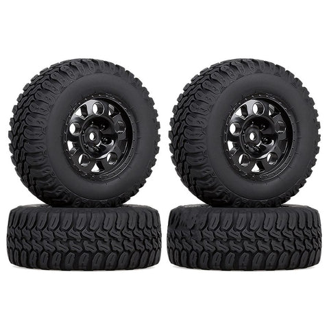 AUSTAR 1/10 4PCS Rubber Tires & Wheel Rim Set (110×44mm / 112×46mm)
