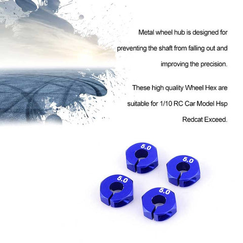 Neutral 4PCS RC Wheels 12mm Hex Coupler 5.0mm (Blue / Red)