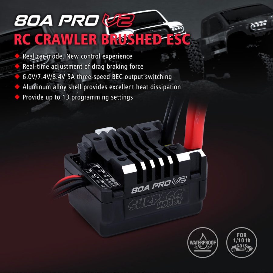 surpass hobby 80A-Pro-V2 Brushed ESC A3 /25MM Fan / Program Card