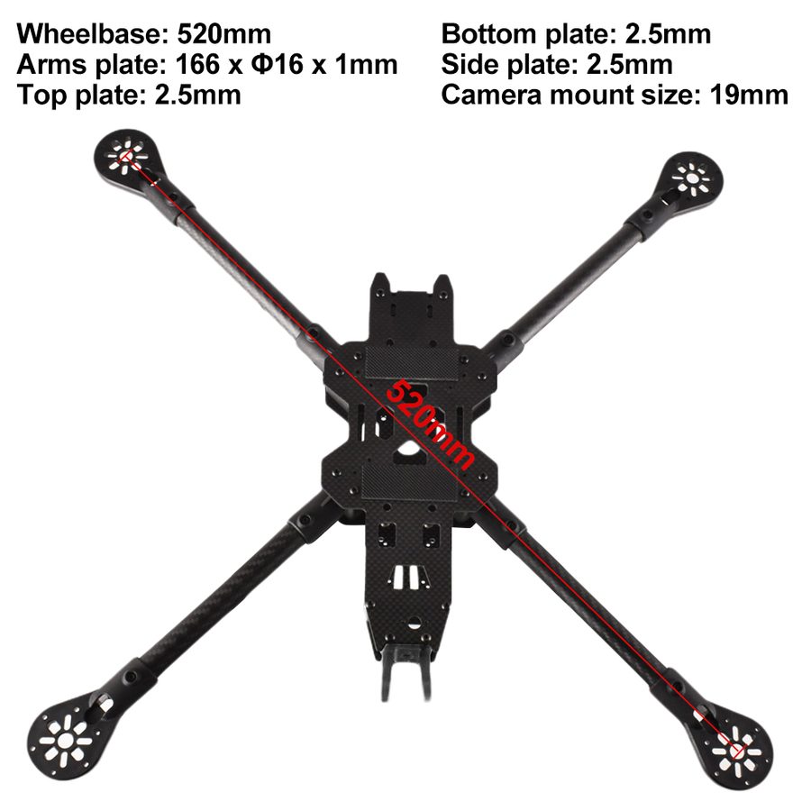 Airplane Parts IDFTECH 13 inch 520mm FPV Car Drone Frame