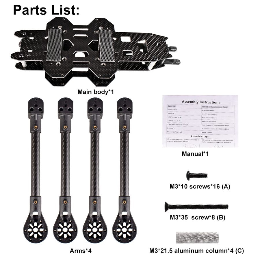 Airplane Parts IDFTECH 13 inch 520mm FPV Car Drone Frame