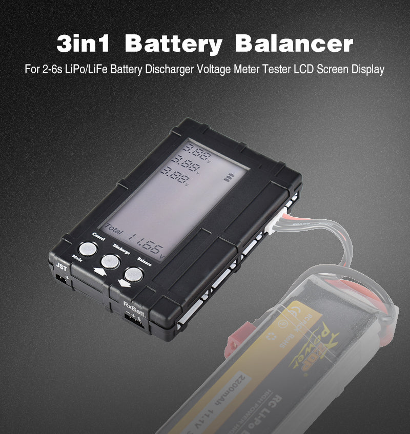 3-in-1 LiPo Battery Voltage Checker / Balancer / Tester