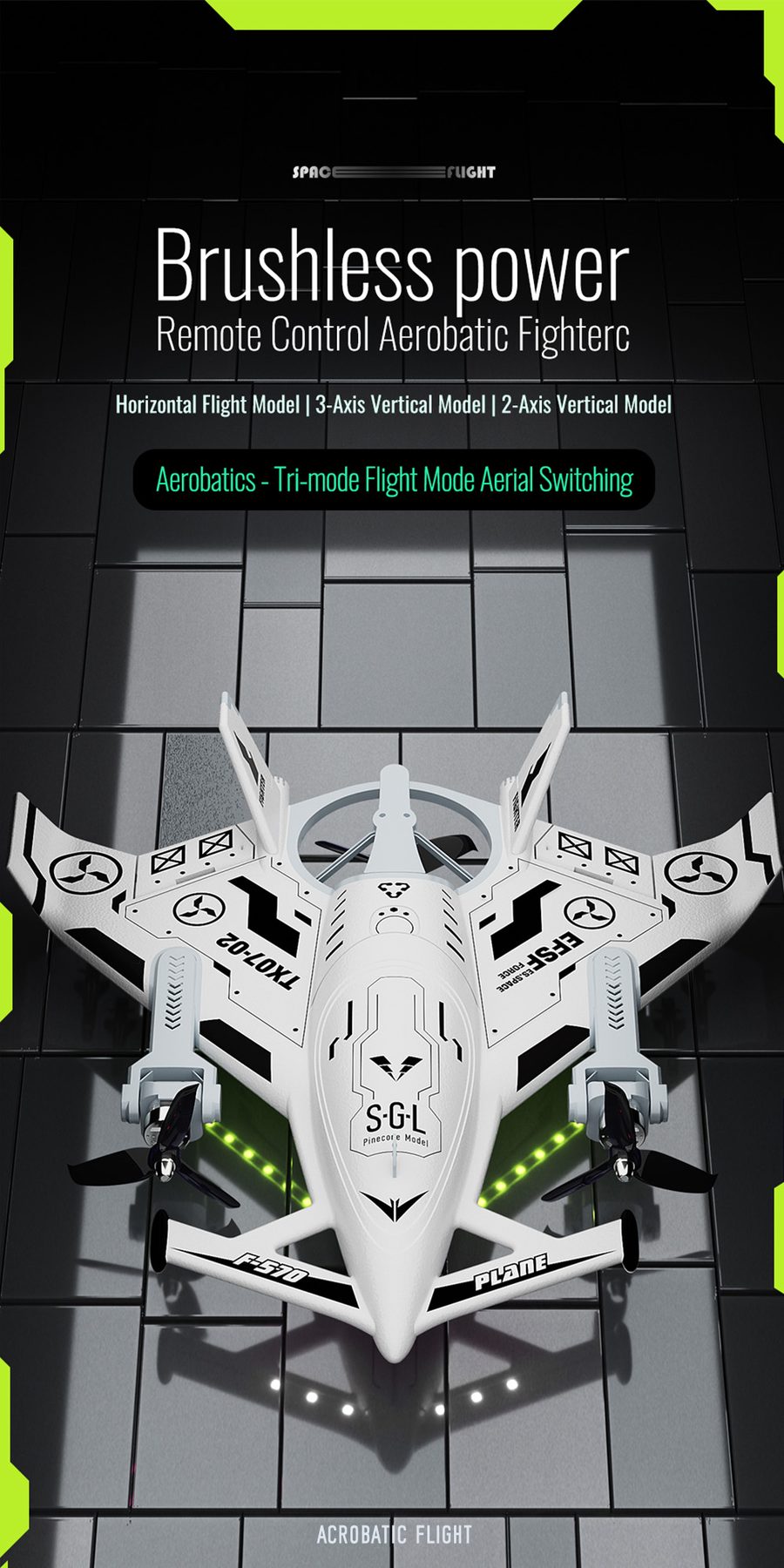 9IMOD RC Plane SG-F35 Aerobatic Fighterc 8Channels EPP Material 6-Axis Gyros 2.4G 3-Mode Flight 2 speeds Brushless Remote Control Glider
