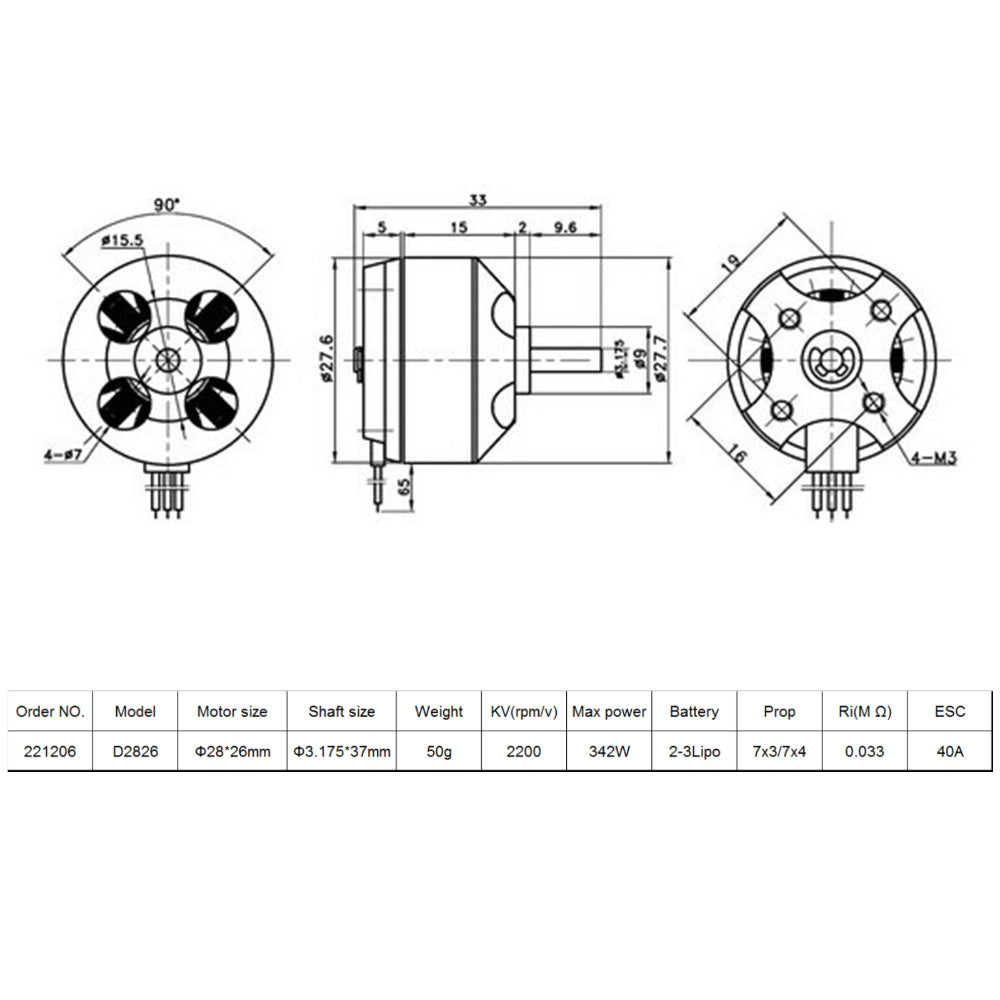 9IMOD D2826 Brushless Motor 2-3S