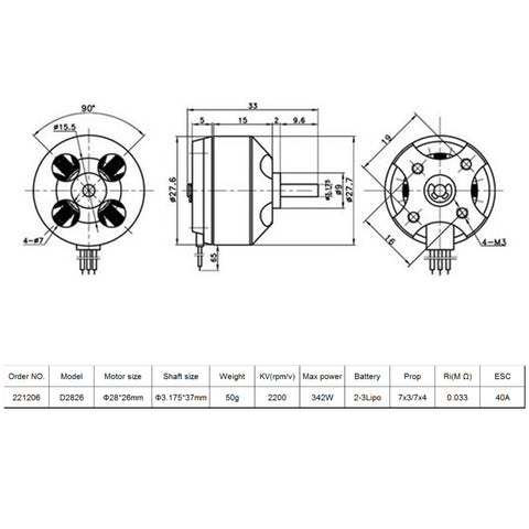 9IMOD D2826 Brushless Motor 2-3S