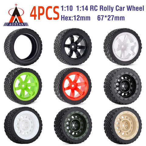 AUSTAR 1/10 RC Rally Tires 67mm 12mm Hex 4Pcs for HPI Tamiya