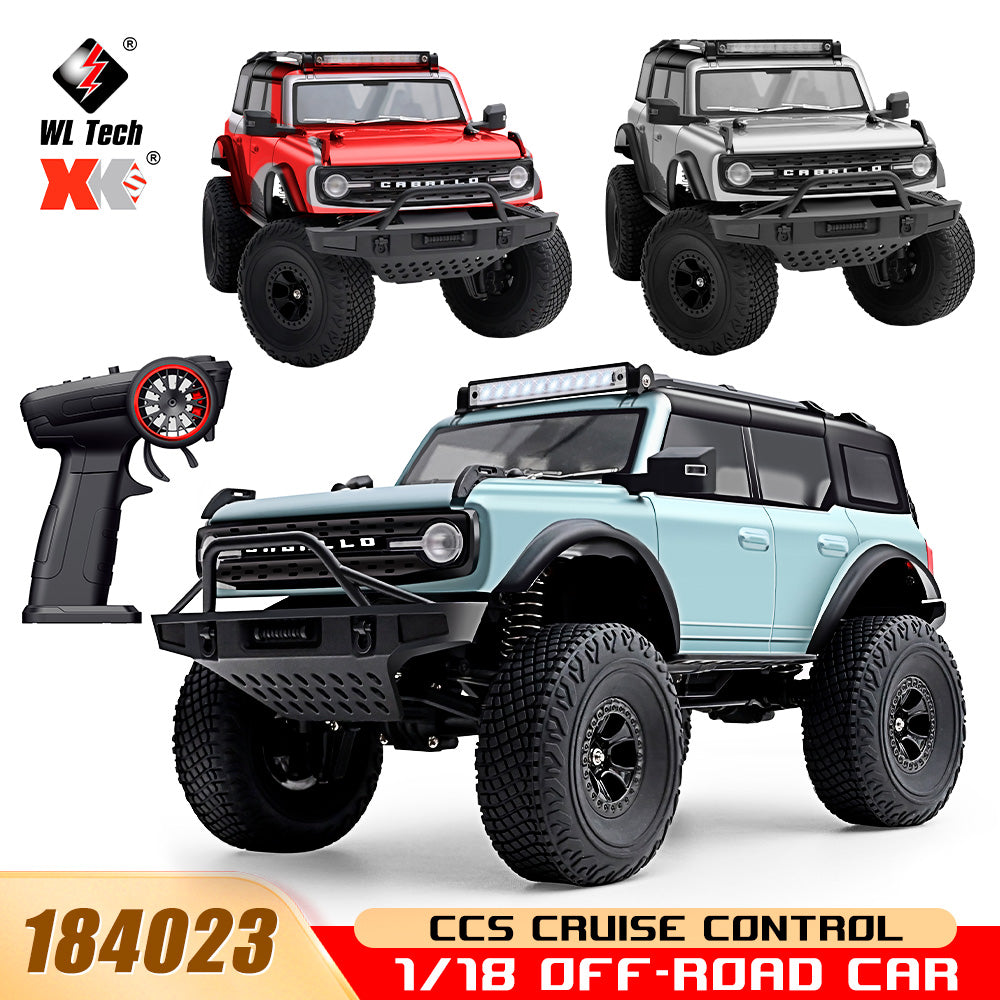 Wltoys 184023 RC Car 9km/h Four-wheel Drive 1/18 Off-Road Car CCS Cruise Control Rubber Tires Remote Control Climbing