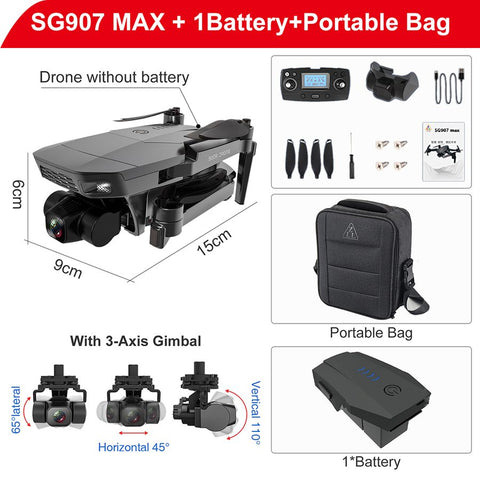ZLL SG907 MAX Brushless Motor 3-Axis Gimbal 4K HD Box